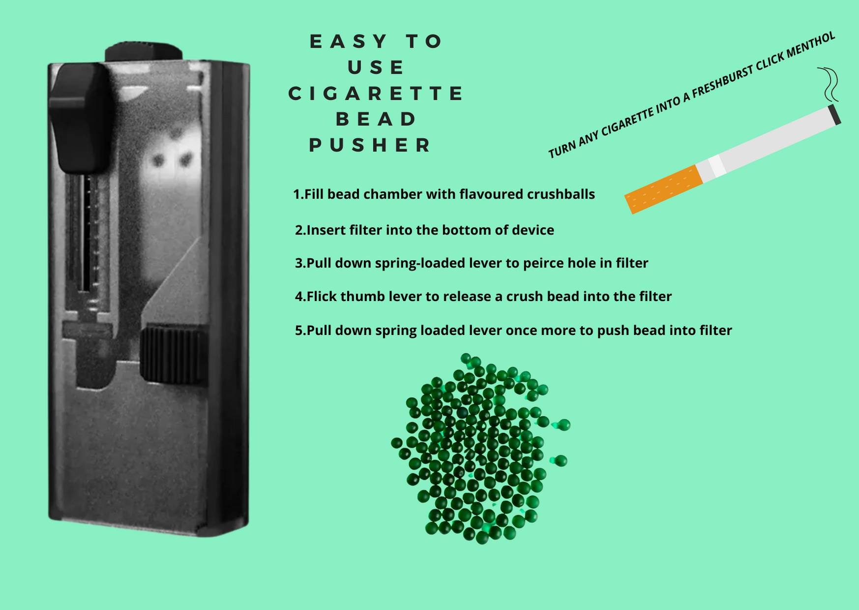 Cigarette Bead Pusher Crushball refill beads Power Mint Etsy