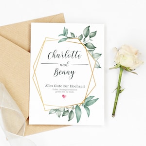 Carte de félicitations pour le mariage carte de mariage carte pliante personnalisée carte pliante avec enveloppe carte de vœux pour les mariés eucalyptus