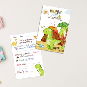 Einladungskarten Set zum Kindergeburtstag mit Dinosaurier | 5er | 8er und mehr