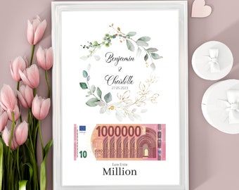 Hochzeitsgeschenk Eure erste Million, personalisiert, Geldgeschenk zur Hochzeit, Geschenk für Brautpaar, Geld schenken, Digitaler Download