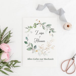 Glückwunschkarte zur Hochzeit personalisiert Klappkarte mit Umschlag Grußkarte für das Brautpaar Eukalyptus Blätter, Silberhochzeit Bild 10