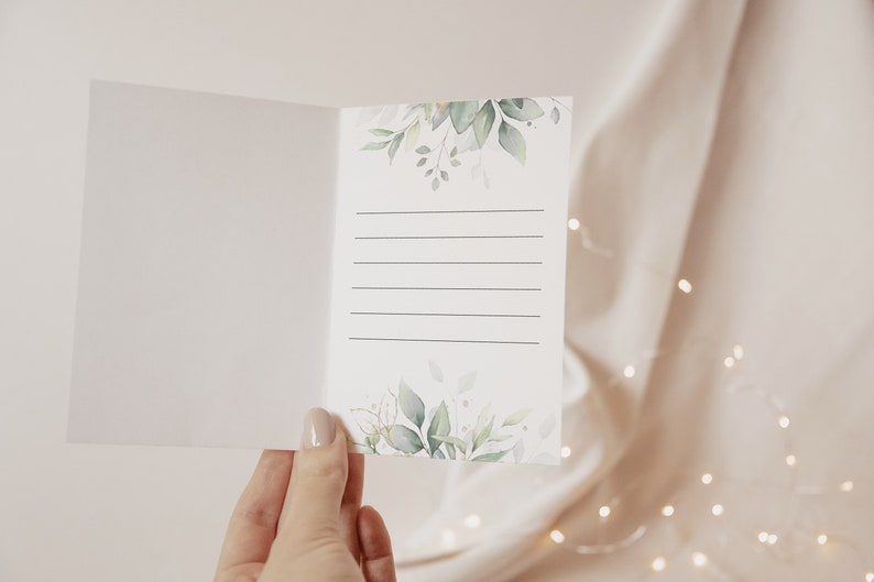 Glückwunschkarte zur Hochzeit personalisiert Klappkarte mit Umschlag Grußkarte für das Brautpaar Eukalyptus Blätter, Silberhochzeit Bild 5