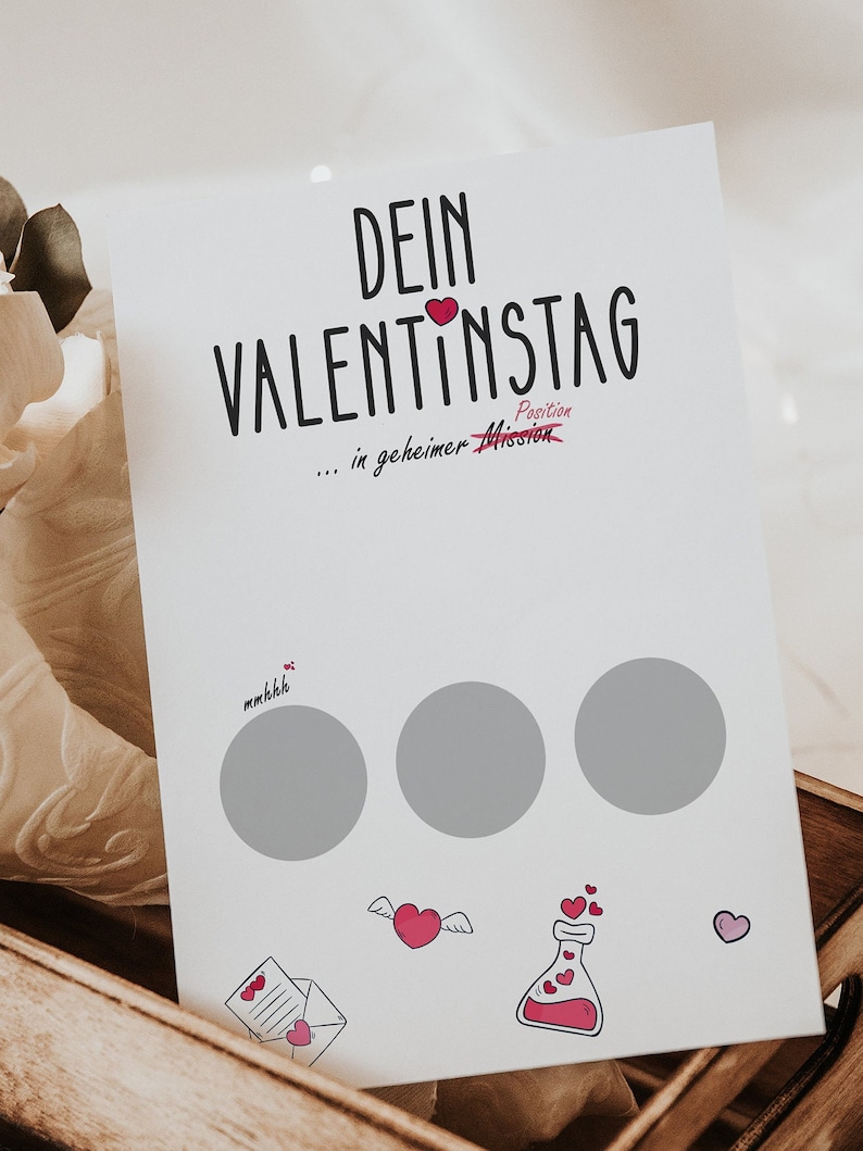 Valentinskarte für Paare, mit Rubbelherz, mit Rubbellosen, Valentinstagskarte zum freirubbeln, anstößig, Überraschung, Valentin Bild 5