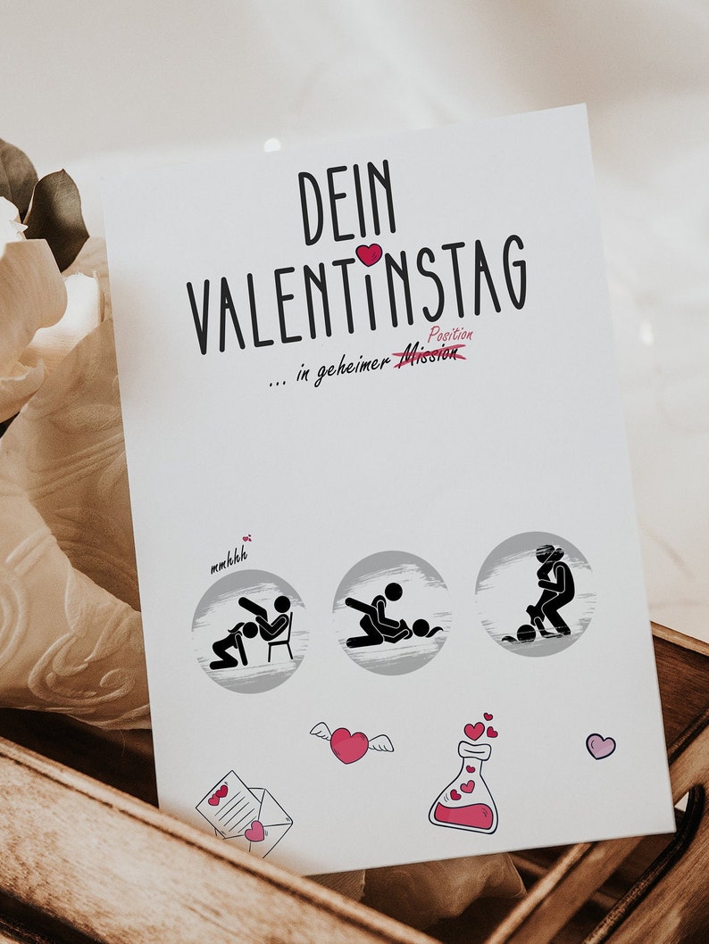 Valentinskarte für Paare, mit Rubbelherz, mit Rubbellosen, Valentinstagskarte zum freirubbeln, anstößig, Überraschung, Valentin Bild 6