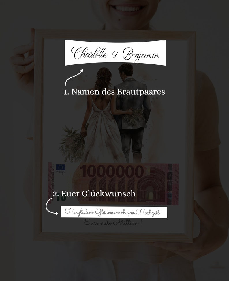 Hochzeitsgeschenk Eure erste Million, personalisiert, Geldgeschenk zur Hochzeit, Geschenk für Brautpaar, Geld schenken, Digitaler Download Bild 3