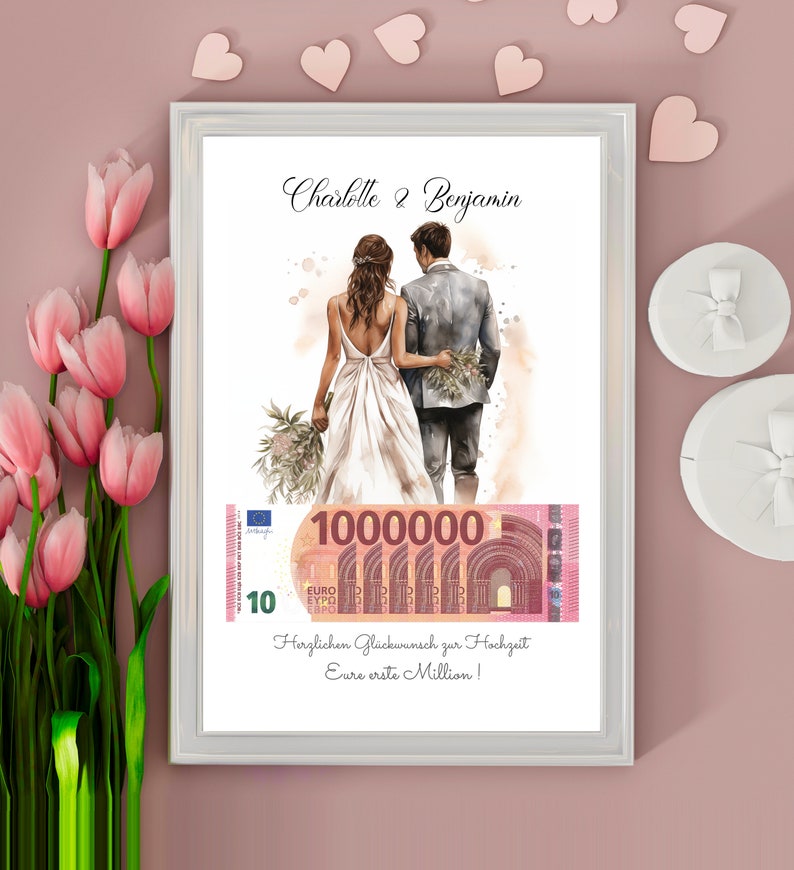 Hochzeitsgeschenk Eure erste Million, personalisiert, Geldgeschenk zur Hochzeit, Geschenk für Brautpaar, Geld schenken, Digitaler Download Bild 7