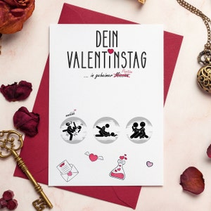 Valentinskarte für Paare, mit Rubbelherz, mit Rubbellosen, Valentinstagskarte zum freirubbeln, anstößig, Überraschung, Valentin Bild 1