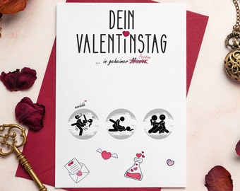 Valentinskarte für Paare, mit Rubbelherz, mit Rubbellosen, Valentinstagskarte zum freirubbeln, anstößig, Überraschung, Valentin