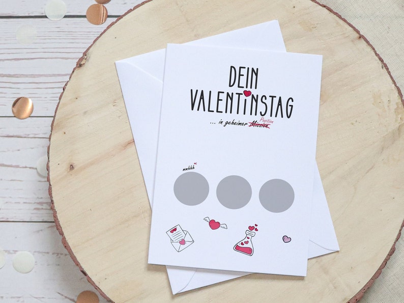 Valentinskarte für Paare, mit Rubbelherz, mit Rubbellosen, Valentinstagskarte zum freirubbeln, anstößig, Überraschung, Valentin Bild 2