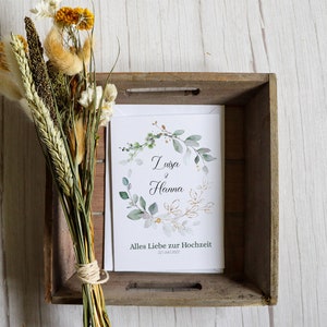 Glückwunschkarte zur Hochzeit personalisiert Klappkarte mit Umschlag Grußkarte für das Brautpaar Eukalyptus Blätter, Silberhochzeit Bild 7