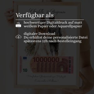 Hochzeitsgeschenk Eure erste Million, personalisiert, Geldgeschenk zur Hochzeit, Geschenk für Brautpaar, Geld schenken, Digitaler Download Bild 6