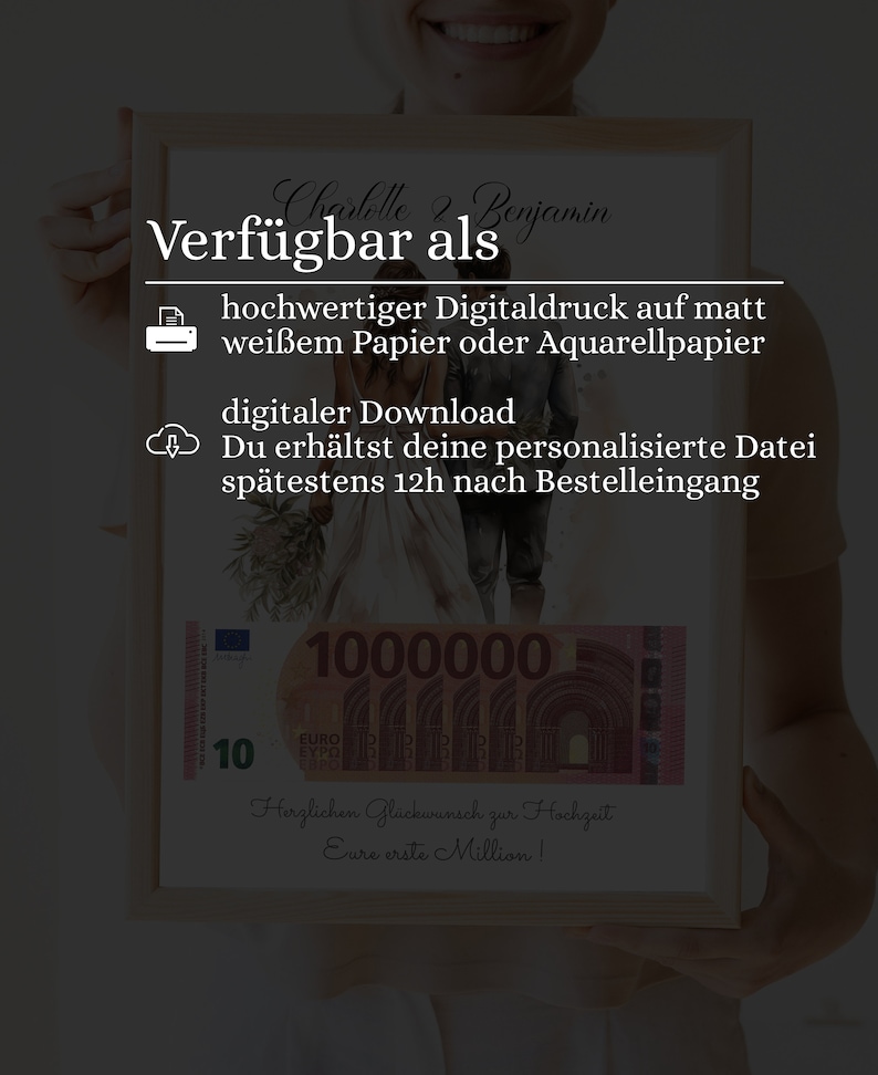 Hochzeitsgeschenk Eure erste Million, personalisiert, Geldgeschenk zur Hochzeit, Geschenk für Brautpaar, Geld schenken, Digitaler Download Bild 6