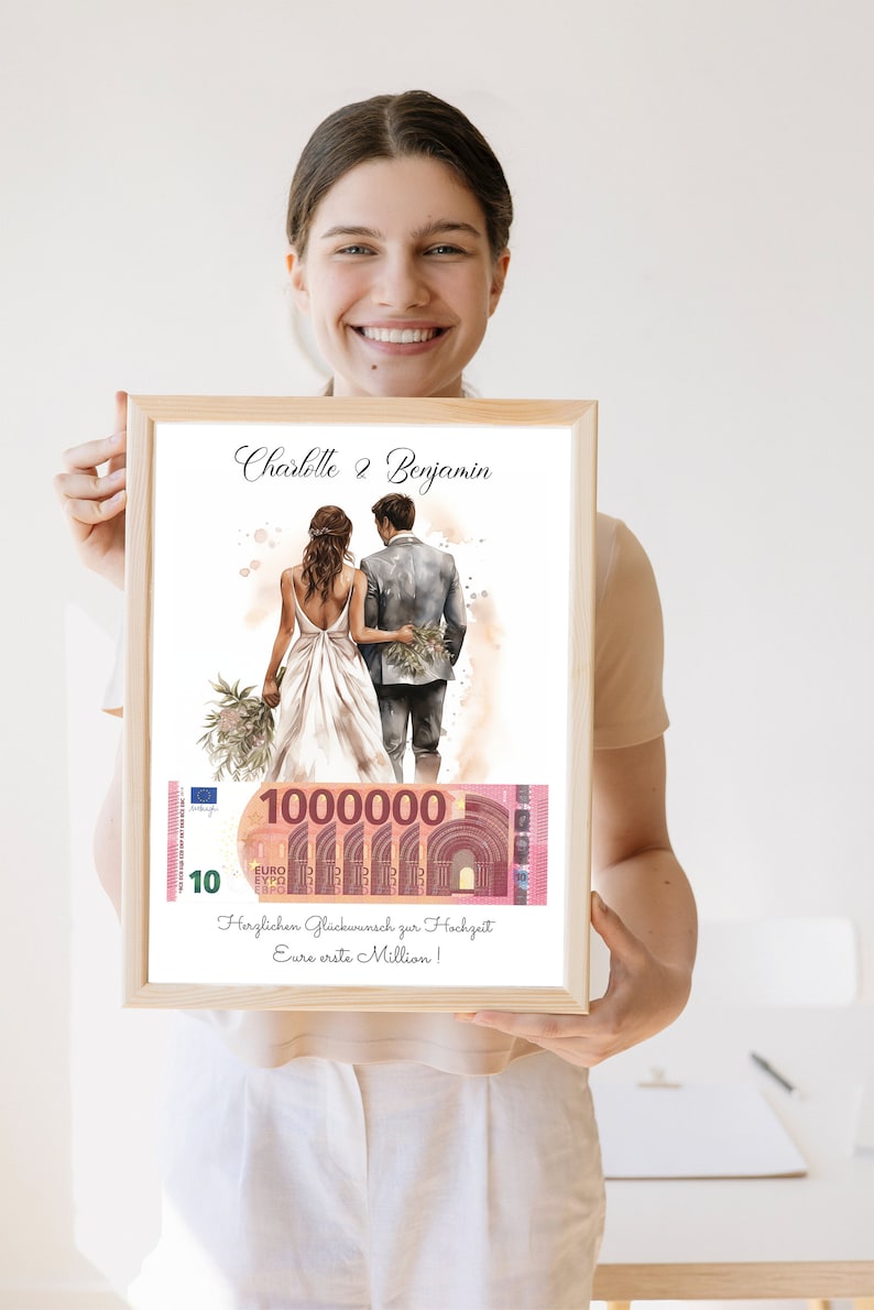 Hochzeitsgeschenk Eure erste Million, personalisiert, Geldgeschenk zur Hochzeit, Geschenk für Brautpaar, Geld schenken, Digitaler Download Bild 2