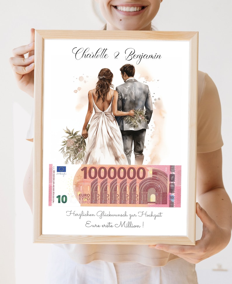 Hochzeitsgeschenk Eure erste Million, personalisiert, Geldgeschenk zur Hochzeit, Geschenk für Brautpaar, Geld schenken, Digitaler Download Bild 1