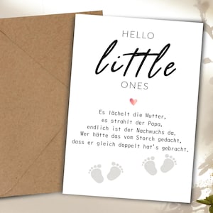 Carte de naissance | Petit | Bonjour les petits | | bébé Annonce | | de carte pliante carte | | de grossesse filles | Jeunes | Jumeaux