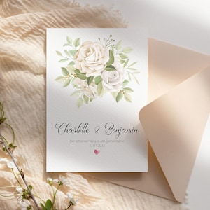 Glückwunschkarte zur Hochzeit personalisiert Klappkarte mit Umschlag Grußkarte für das Brautpaar Eukalyptus Blätter
