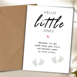 Karte zur Geburt | Little Ones | Hello Little Ones | Baby | Ankündigung | Faltkarte | Karte | Schwangerschaft | Mädchen | Junge | Zwillinge