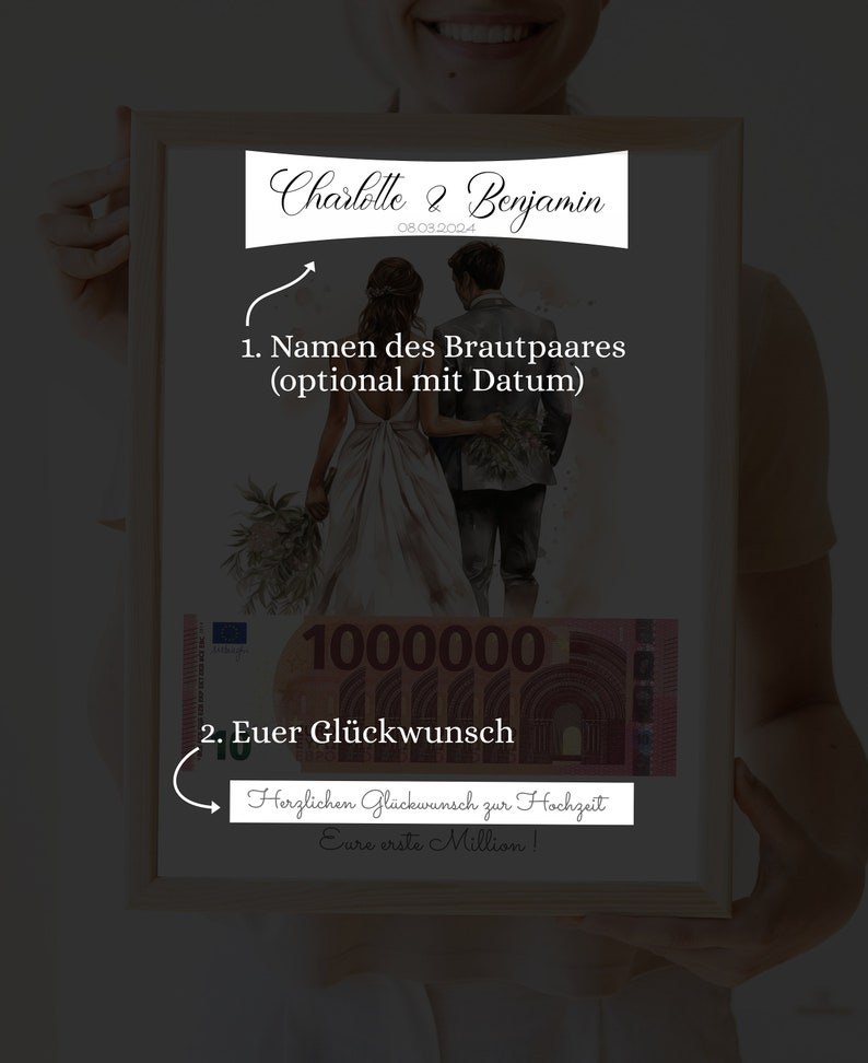 Hochzeitsgeschenk Eure erste Million, personalisiert, Geldgeschenk zur Hochzeit, Geschenk für Brautpaar, Geld schenken, Digitaler Download Bild 5