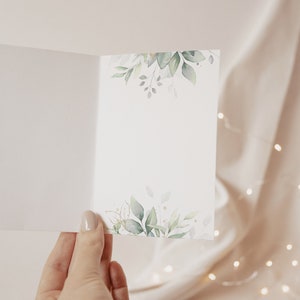 Glückwunschkarte zur Hochzeit personalisiert Klappkarte mit Umschlag Grußkarte für das Brautpaar Eukalyptus Blätter, Silberhochzeit Bild 4