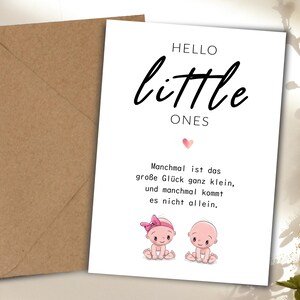 Karte zur Geburt | Little Ones | Hello Little Ones | Baby | Ankündigung | Faltkarte | Karte | Schwangerschaft | Mädchen | Junge | Zwillinge