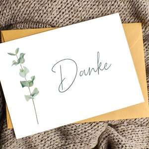 Dankeskarte personalisiert Karte Eukalyptus Dankeschön Danksagung Grußkarte Geschenk einfach Danke sagen "Danke" Klappkarte Karte