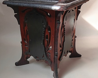 Antique Wooden Tricolour Art Nouveau Table Stand