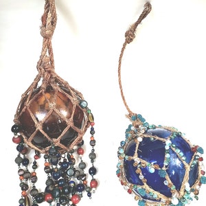 Antique Bead Decorated Glass Witches Ball