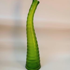 Hand Blown Green Ribbed Murano Glass Spiral Vase