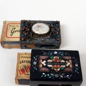 Swedish and Belgian Miniature Matchbox Cases With Miniature Matchbox And Matches