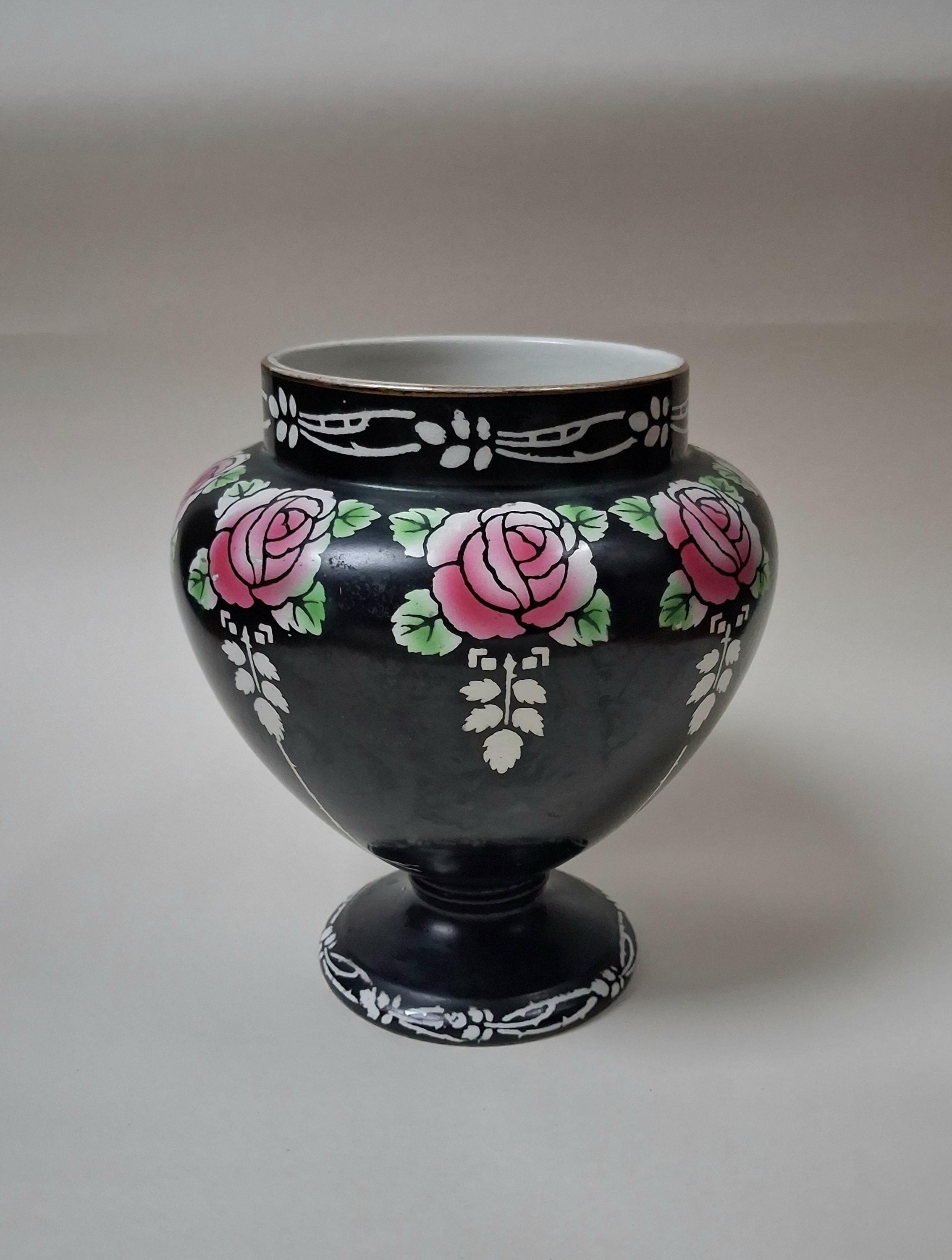 Antique Art Nouveau Roself Shelley China Pedestal Vase Featuring