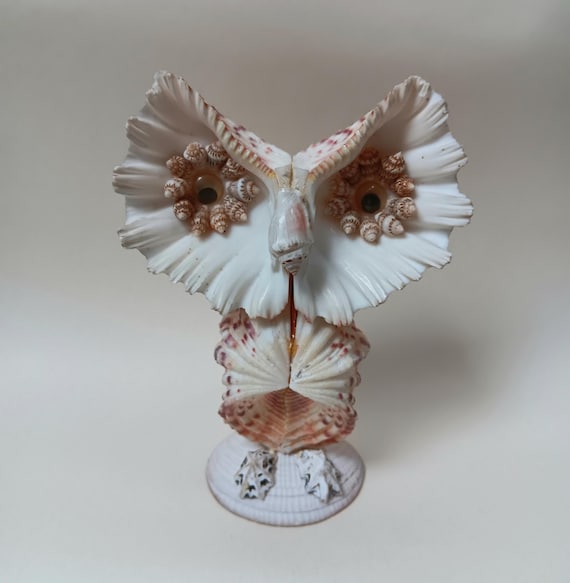 ヴィンテージの手作り貝殻フクロウの像3体 - Etsy 日本