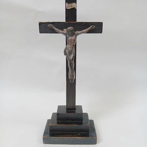 Wooden Handcarved Crucifix With Corpus Figure