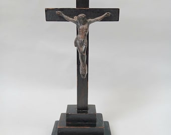 Wooden Handcarved Crucifix With Corpus Figure