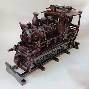 Handmade Large Wooden Steam Train Model and Track