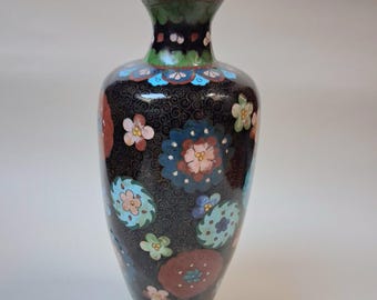 Vaso floreale cloisonné giapponese antico del periodo Meiji