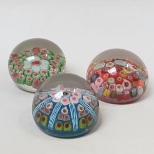 Three Murano Glass Millefiori Paperweights