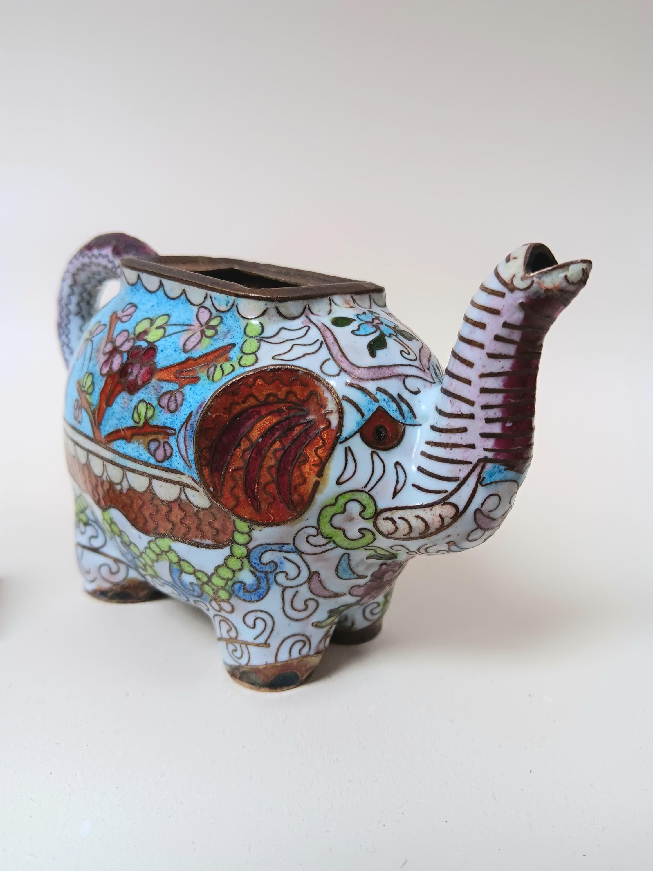 ミニチュア象の七宝焼きティーポット - Etsy 日本