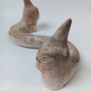 Tang Dynasty Fuxi And Nuwa Chinese Clay Two Headed Snake