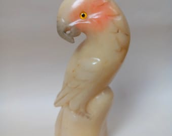 Alabaster Marble Handcarved Parrot Statue