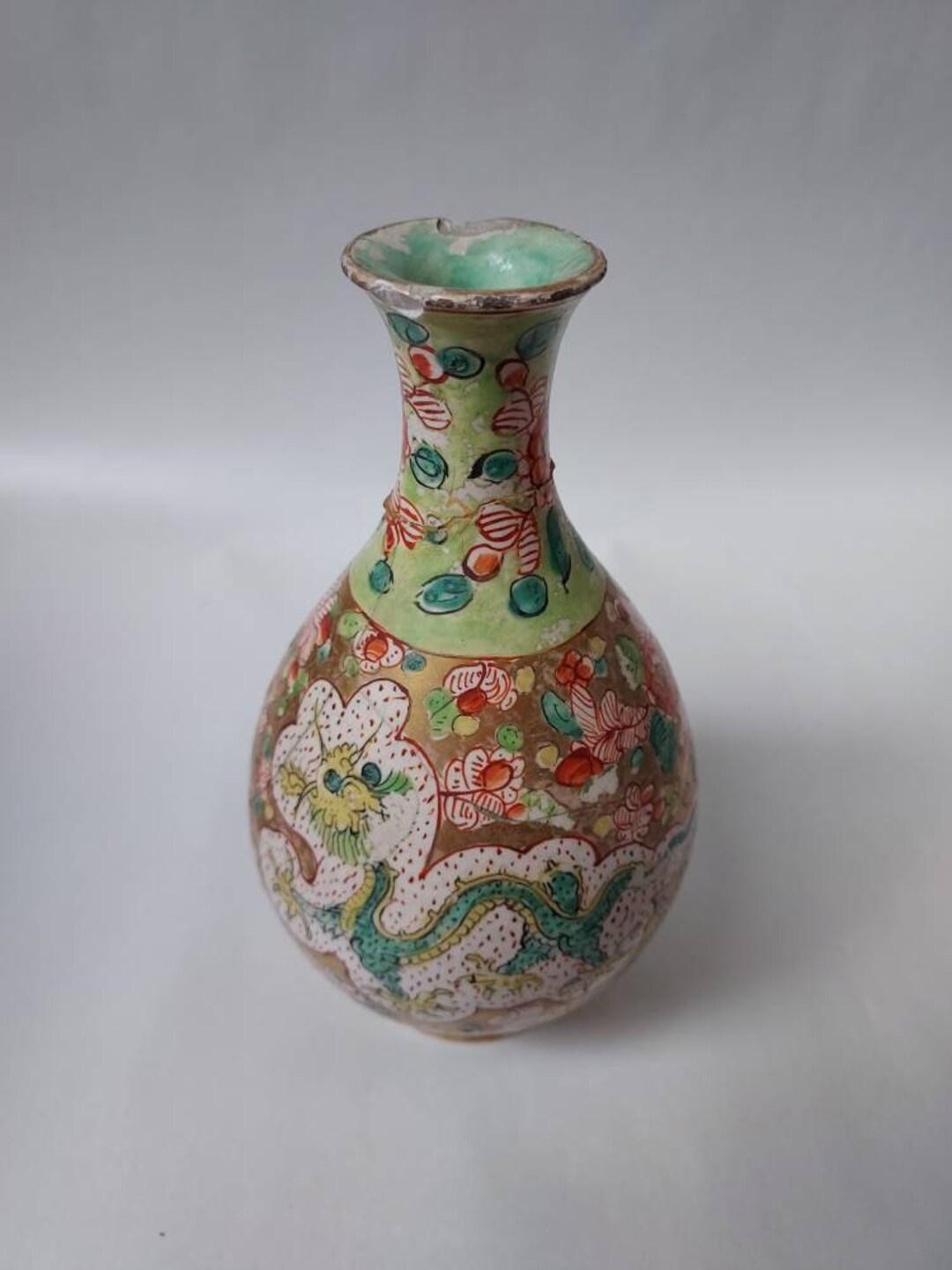 中国清時代藍釉花瓶
