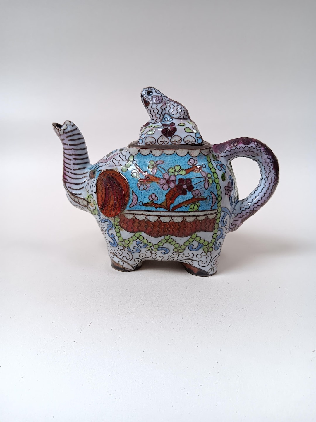 ミニチュア象の七宝焼きティーポット - Etsy 日本