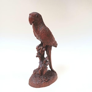 Handcarved Antique Boxwood Wooden Chinese Parrot