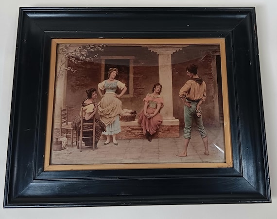 DREYTON✨アンティーク額絵 アンティークの裏面ガラスに描かれたヴェール・エグロミゼのドーム型額