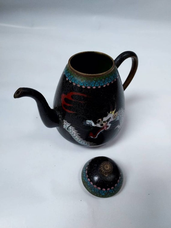 ドラゴンモチーフ 陶器ポット アンティークドラゴンモチーフ茶器