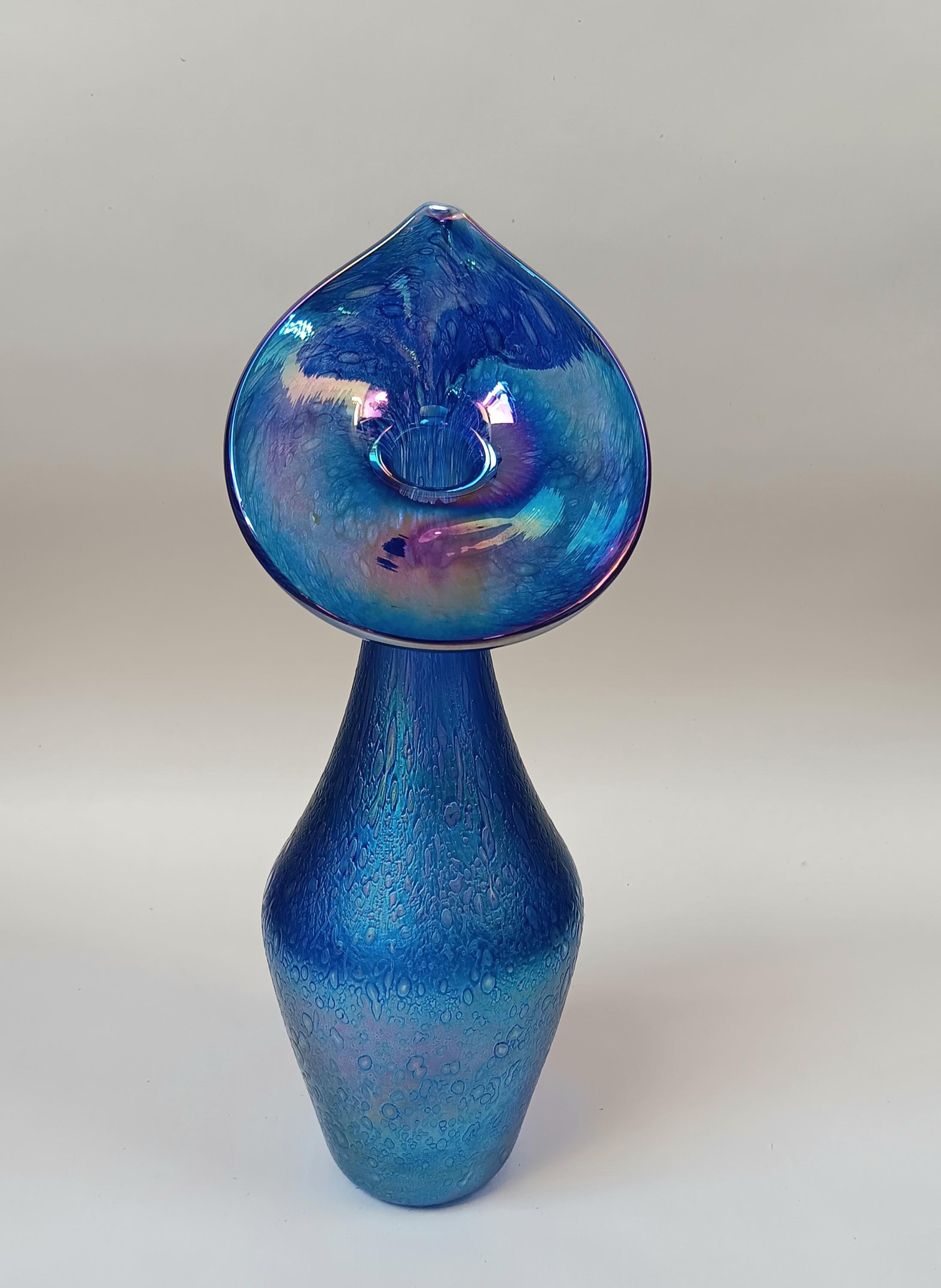 Blue Irridescent Heron Jack in the Pulpit Glass Vase - Etsy UK