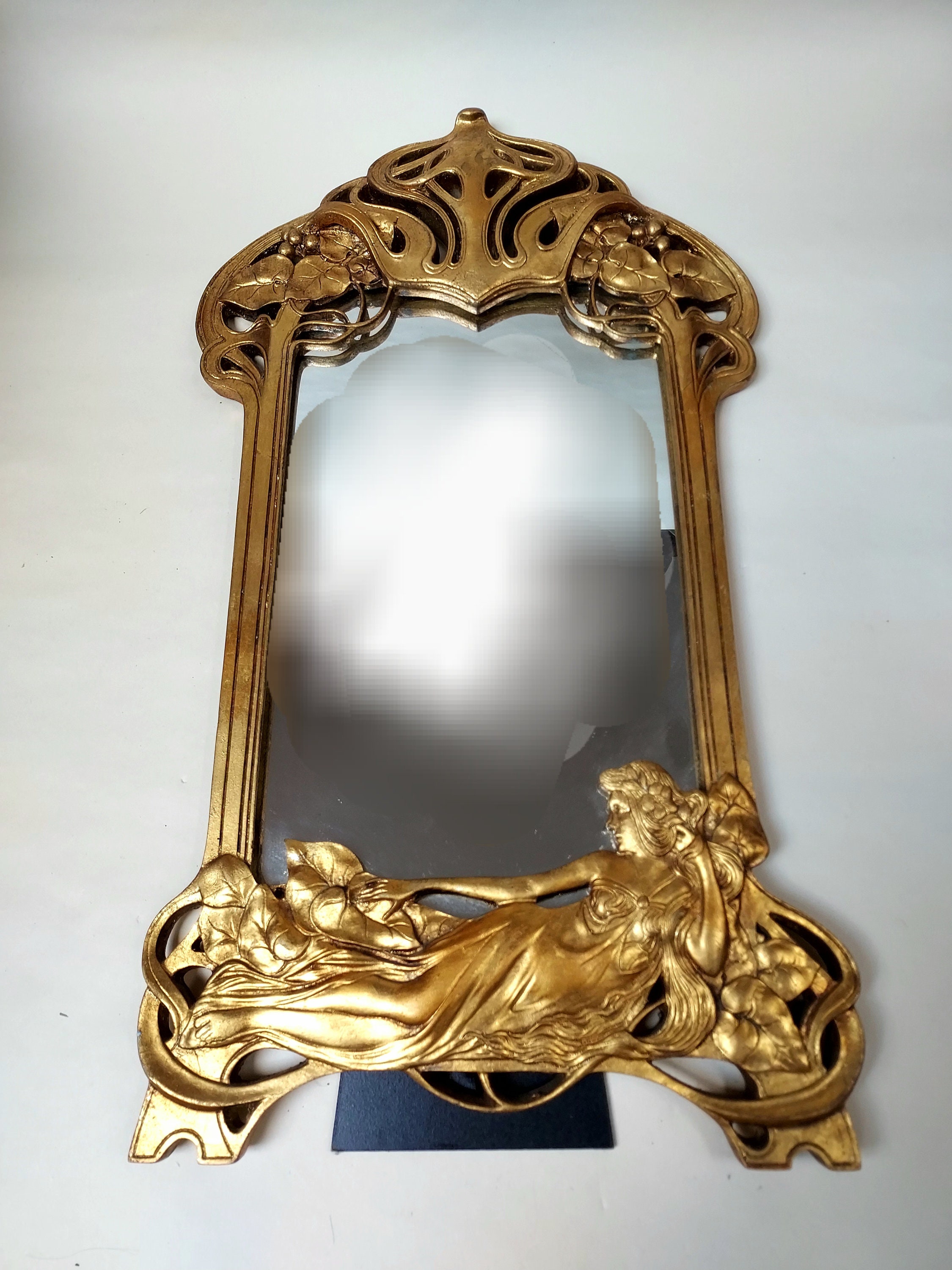 Golden Art Nouveau Style Mirror Etsy