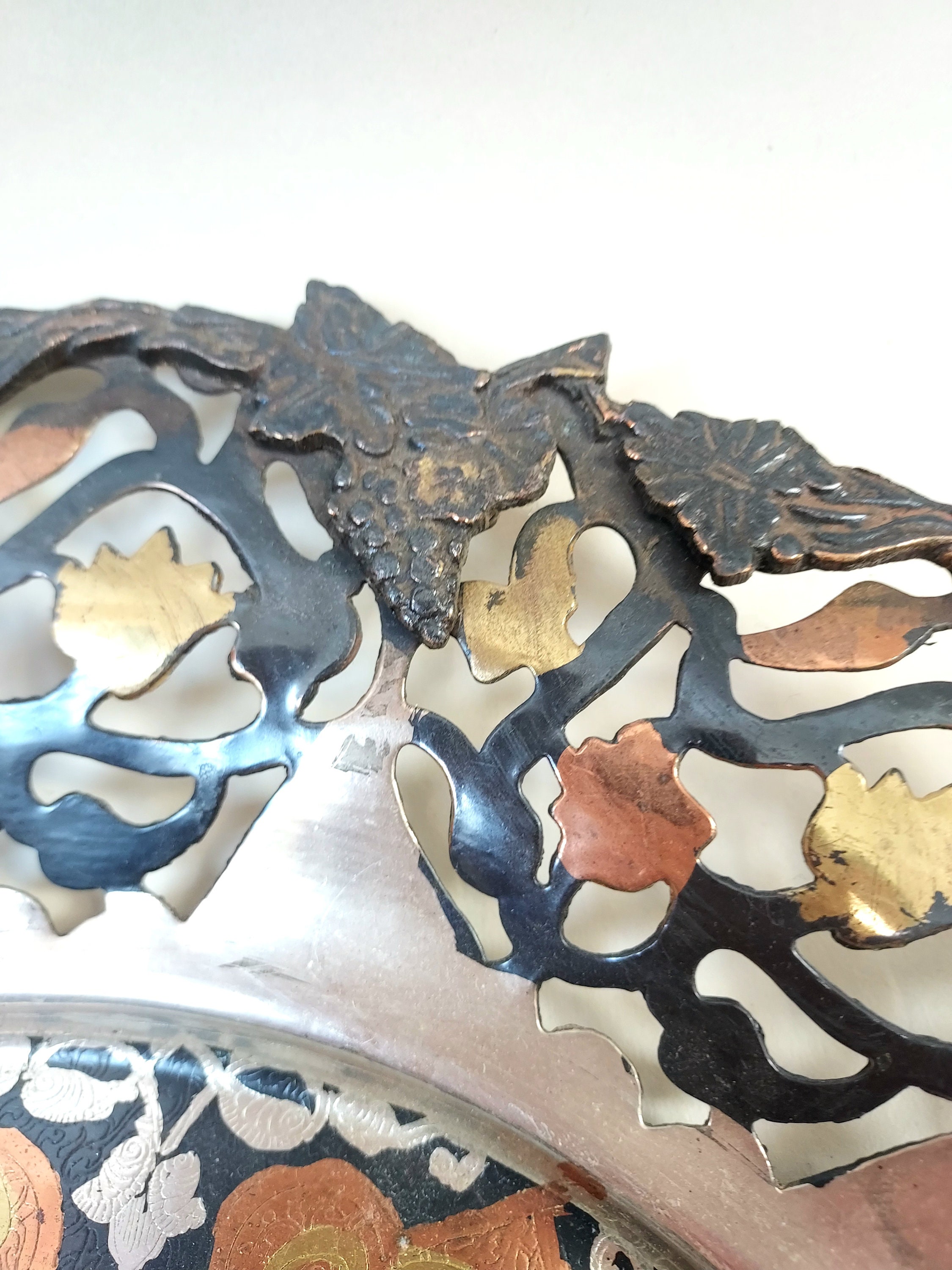 1920s Antique Egyptian Revival Silver and Copper Inlaid Engraved ...