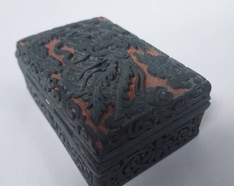 鳳凰の浮き彫り装飾が施された木製の手彫り中国製箱 - Etsy 日本