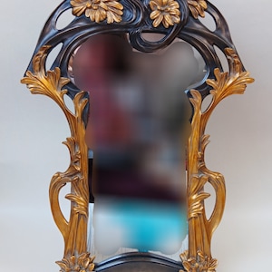 Art Nouveau Gold and Black Mirror