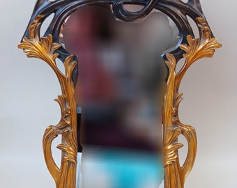 Art Nouveau Gold and Black Mirror